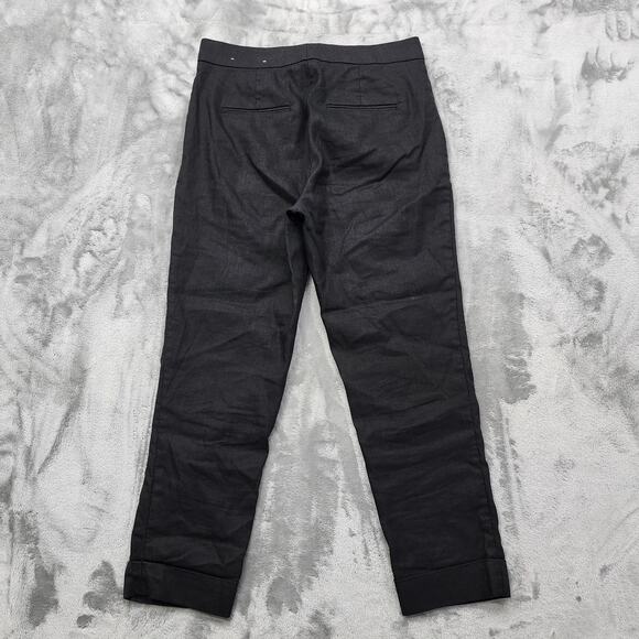 Ann Taylor Pants Women 4P PETITE Black Linen Blend High Rise Cuffed Ankle Preppy - Picture 2 of 10